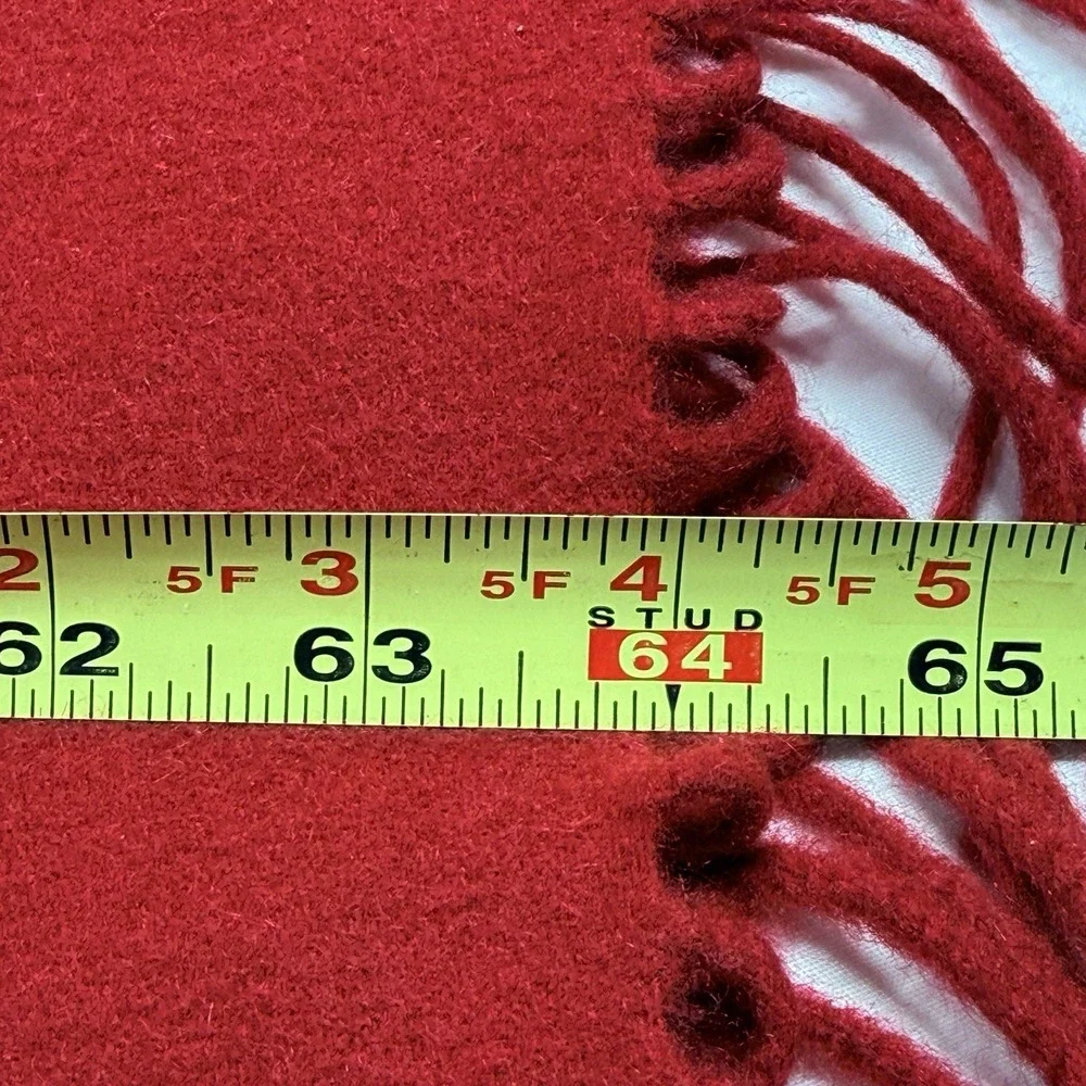 Hammacher Schlemmer 100% Cashmere Throw Blanket Red 50x64 Fringe Luxury Wrap